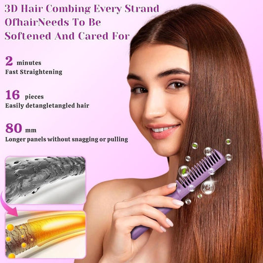 ✈️ Travel-Ready Style: Cordless 3-in-1 Mini Hair Straightening Brush with Thermal Control