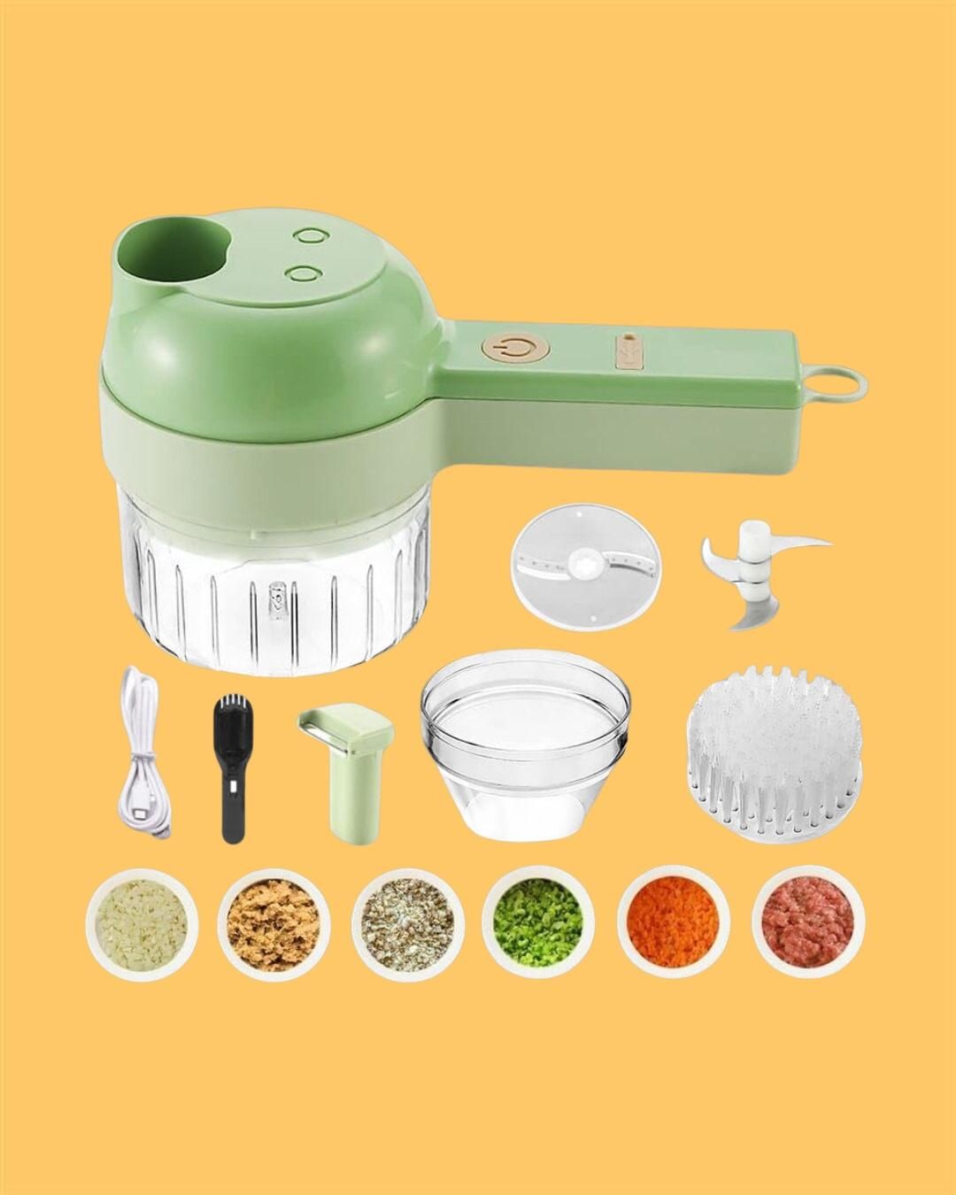 Multi-Function Electric Vegetable Chopper with Slicer & Grater (USB Rechargeable)